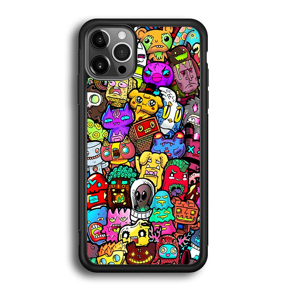 Doodle Cute Character iPhone 12 Pro Max Case-Phone Case-Rubber Black (2D Case)-Altracase