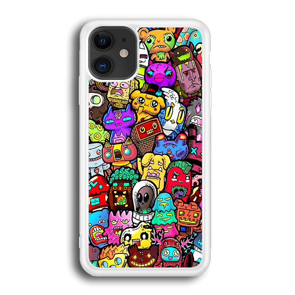 Doodle Cute Character iPhone 12 Case-Phone Case-Rubber White (2D Case)-Altracase