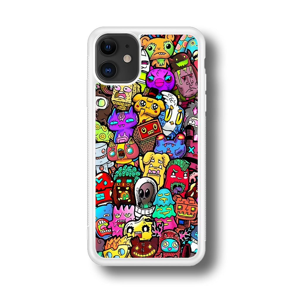 Doodle Cute Character iPhone 11 Case-Phone Case-Rubber White (2D Case)-Altracase