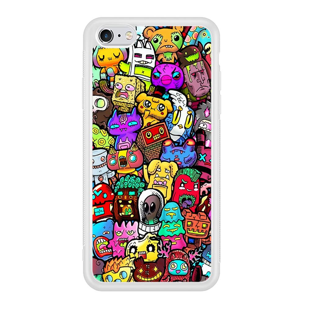 Doodle Cute Character iPhone 6 | 6s Case-Phone Case-Rubber White (2D Case)-Altracase