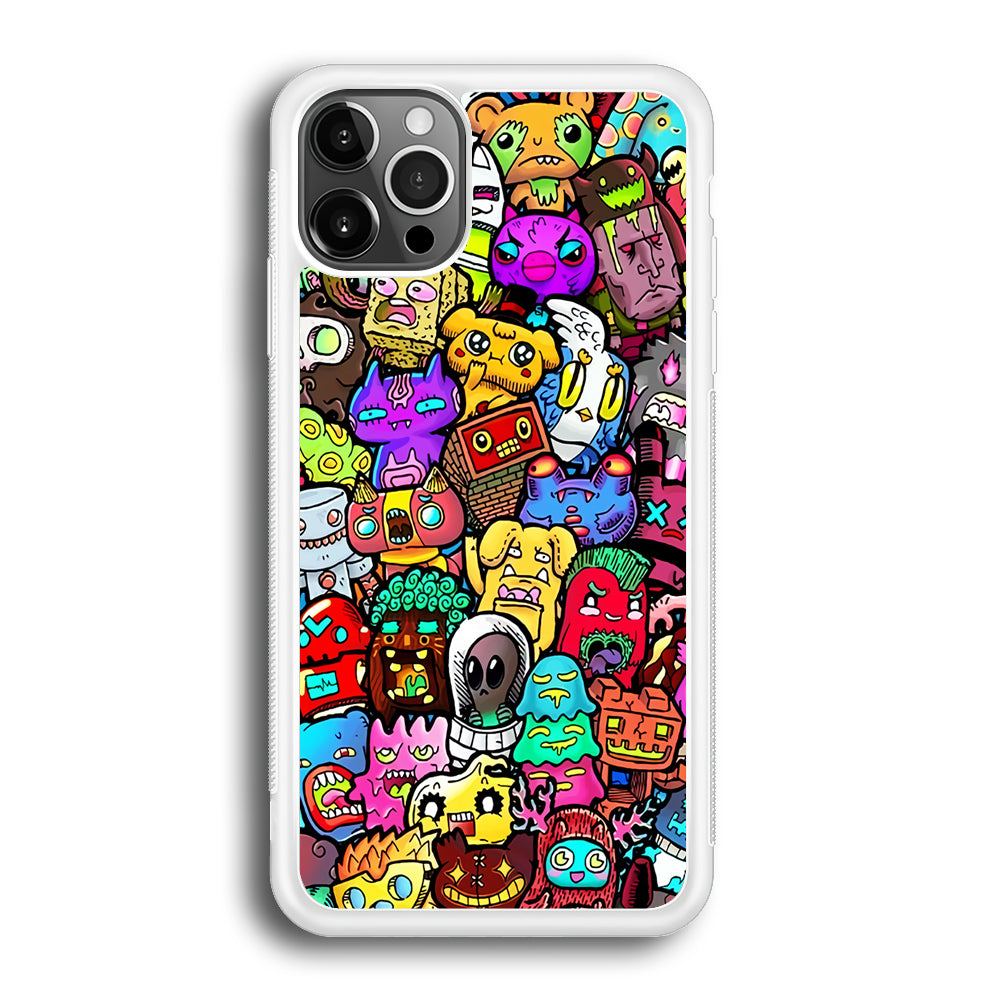 Doodle Cute Character iPhone 12 Pro Max Case-Phone Case-Rubber White (2D Case)-Altracase