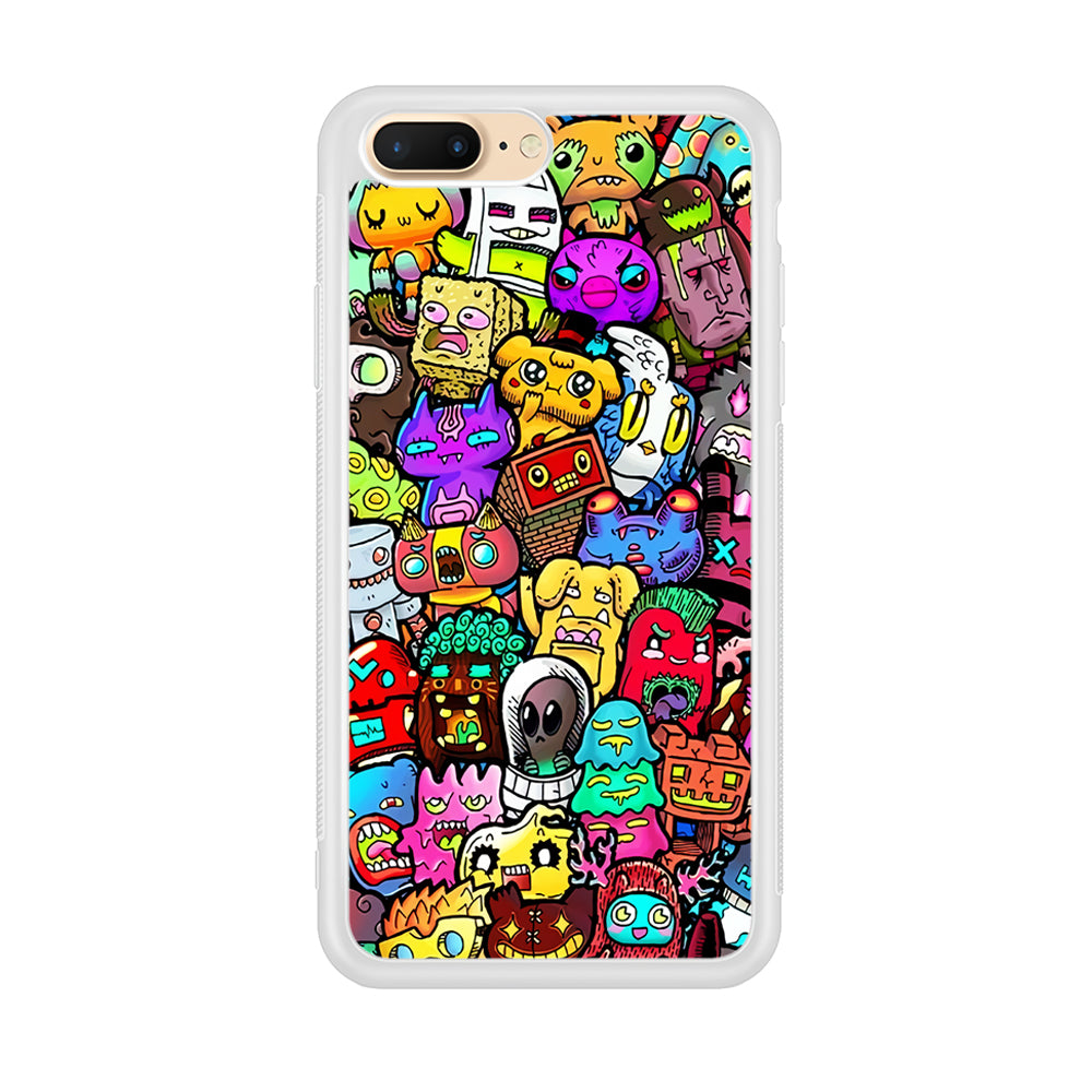 Doodle Cute Character iPhone 8 Plus Case-Phone Case-Rubber White (2D Case)-Altracase