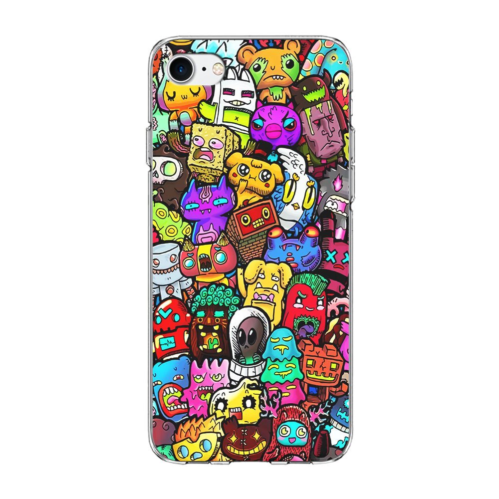 Doodle Cute Character iPhone SE 2020 Case-Phone Case-Clear Soft Case-Altracase