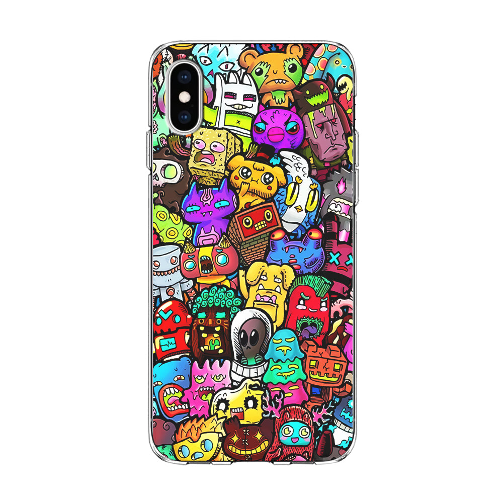 Doodle Cute Character iPhone Xs Case-Phone Case-Clear Soft Case-Altracase