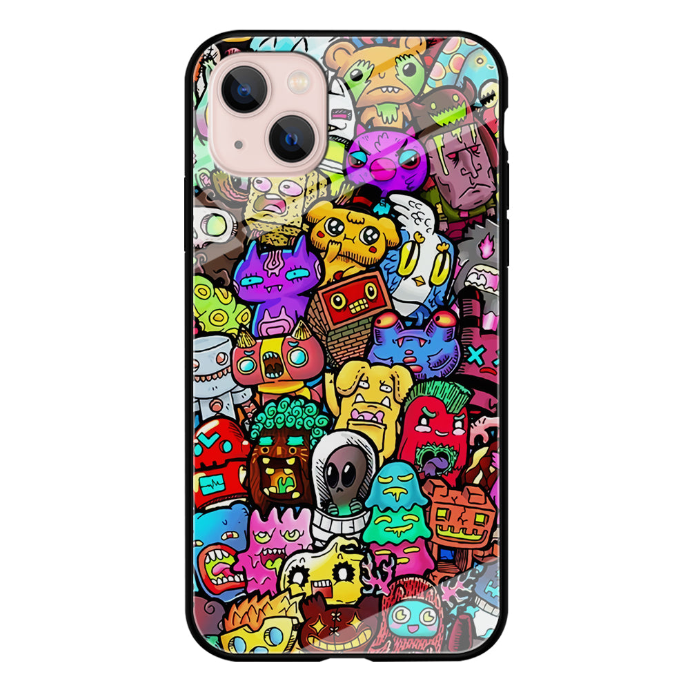 Doodle Cute Character iPhone 13 Mini Case-Phone Case-Tempered Glass Case-Altracase