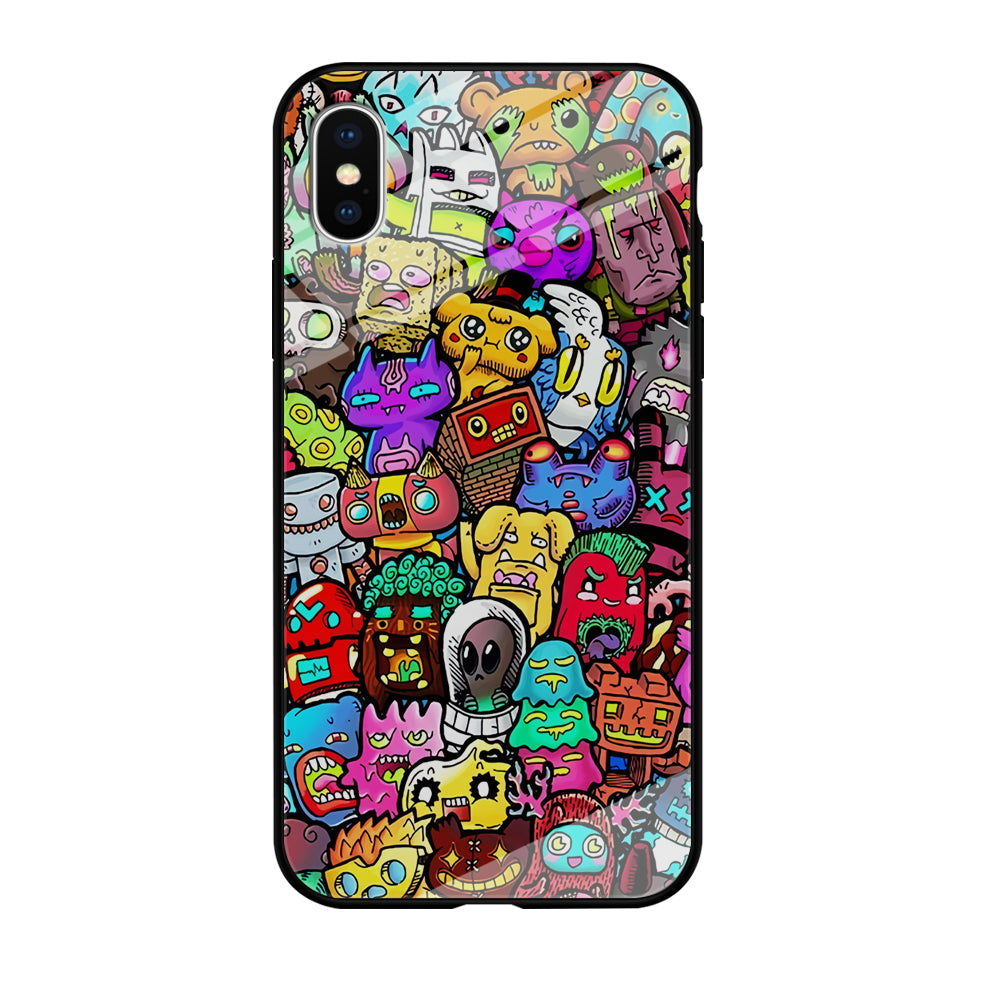 Doodle Cute Character iPhone Xs Case-Phone Case-Tempered Glass Case-Altracase