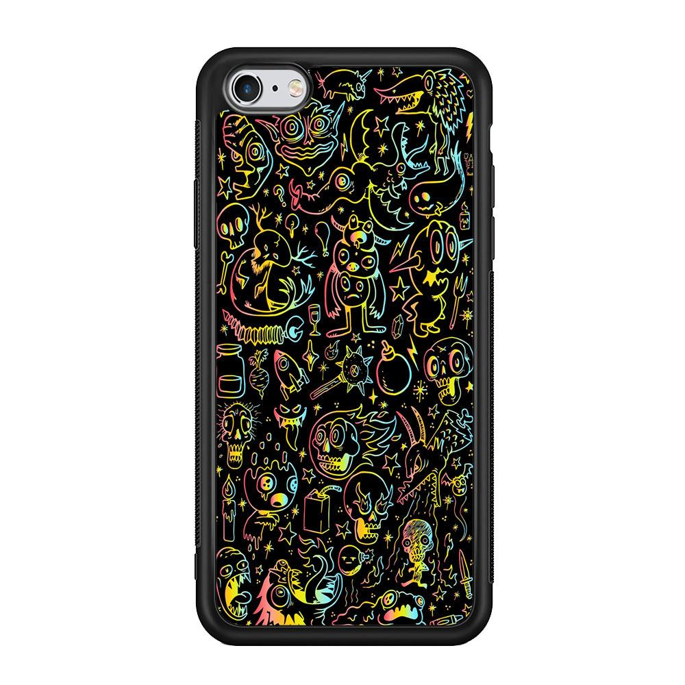 Doodle Monsters Black iPhone 6 | 6s Case-Phone Case-Rubber Black (2D Case)-Altracase