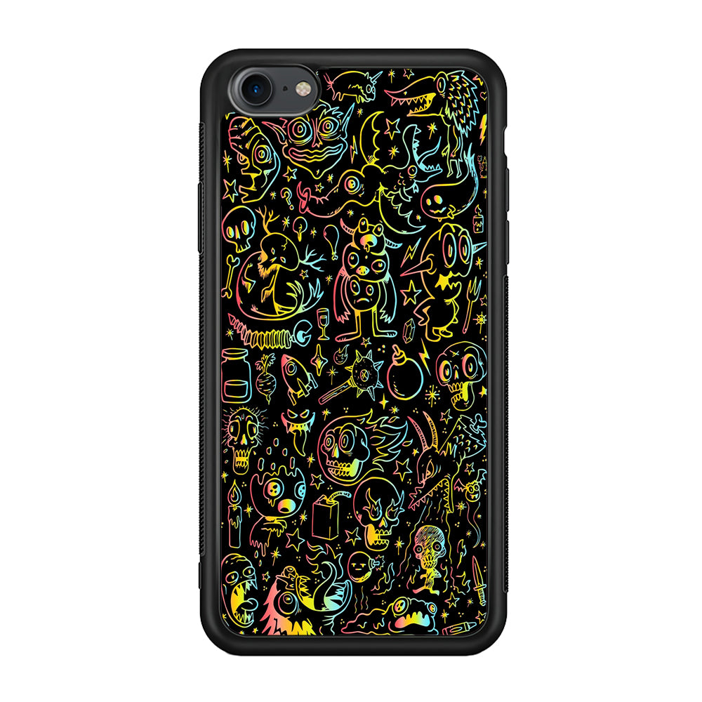 Doodle Monsters Black iPhone 7 Case-Phone Case-Rubber Black (2D Case)-Altracase