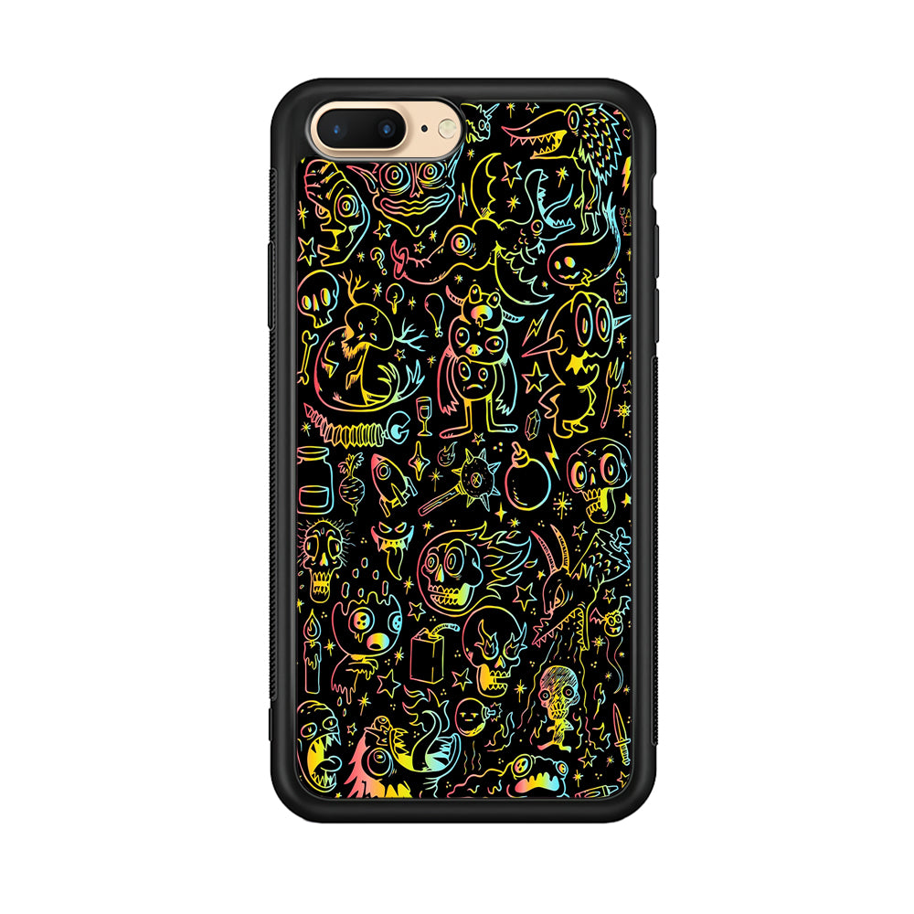 Doodle Monsters Black iPhone 8 Plus Case-Phone Case-Rubber Black (2D Case)-Altracase