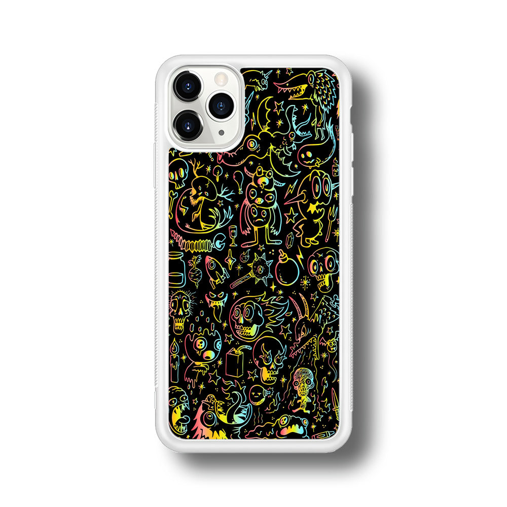 Doodle Monsters Black iPhone 11 Pro Case-Phone Case-Rubber White (2D Case)-Altracase