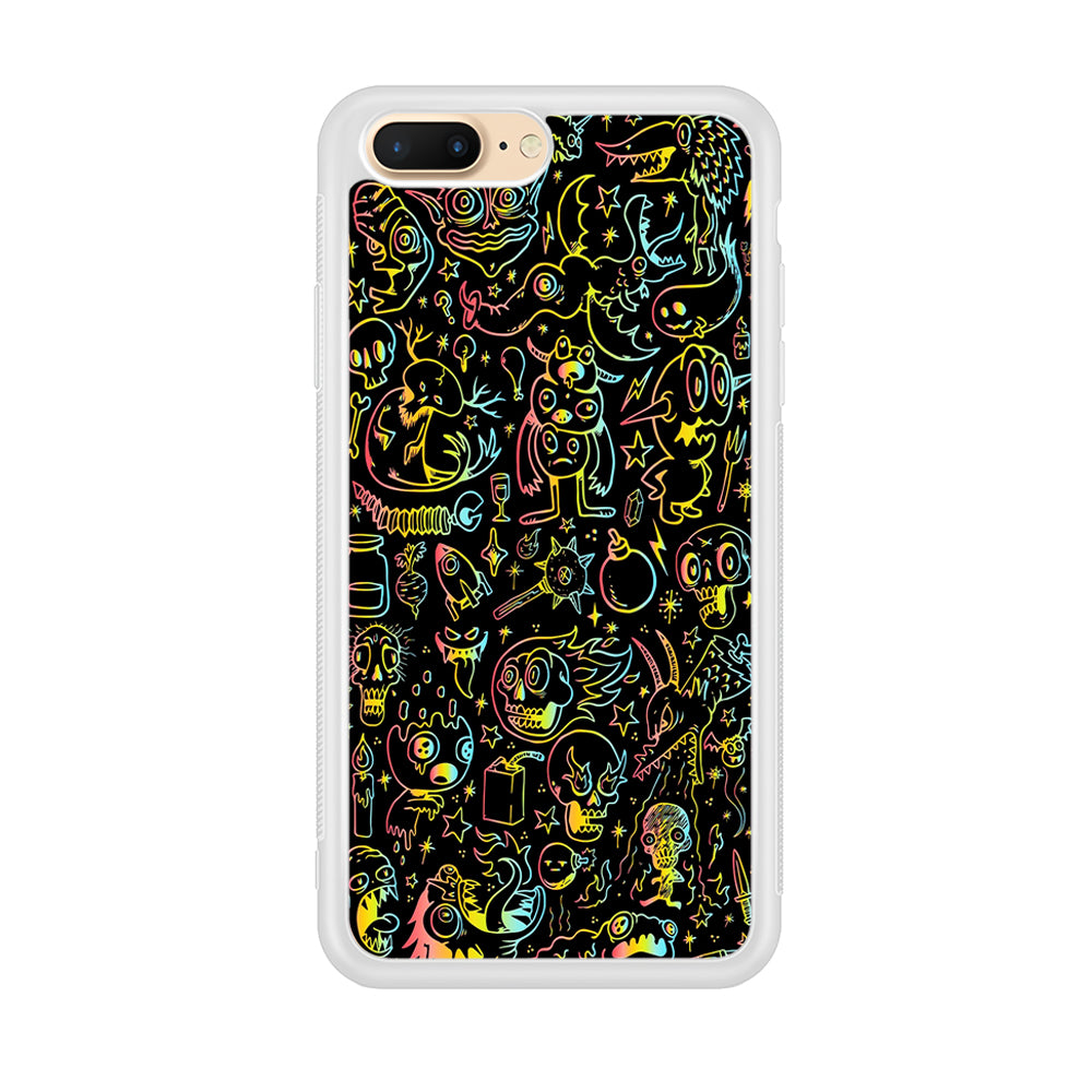 Doodle Monsters Black iPhone 8 Plus Case-Phone Case-Rubber White (2D Case)-Altracase