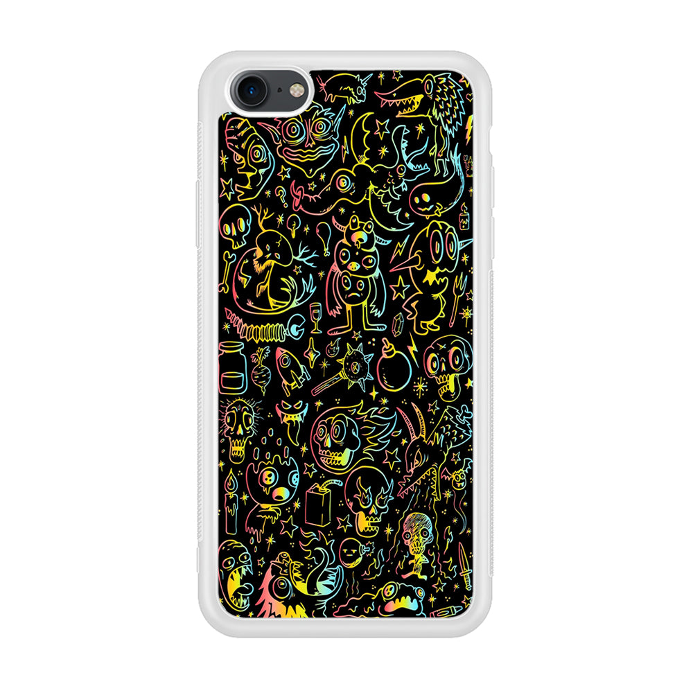 Doodle Monsters Black iPhone 7 Case-Phone Case-Rubber White (2D Case)-Altracase
