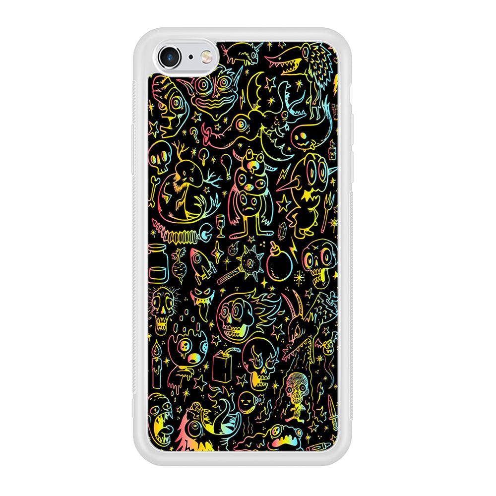 Doodle Monsters Black iPhone 6 | 6s Case-Phone Case-Rubber White (2D Case)-Altracase