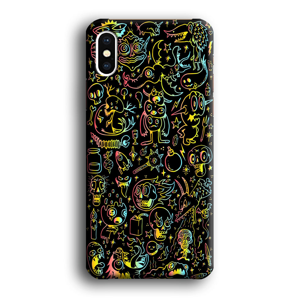 Doodle Monsters Black iPhone Xs Case-Phone Case-3D Case-Altracase