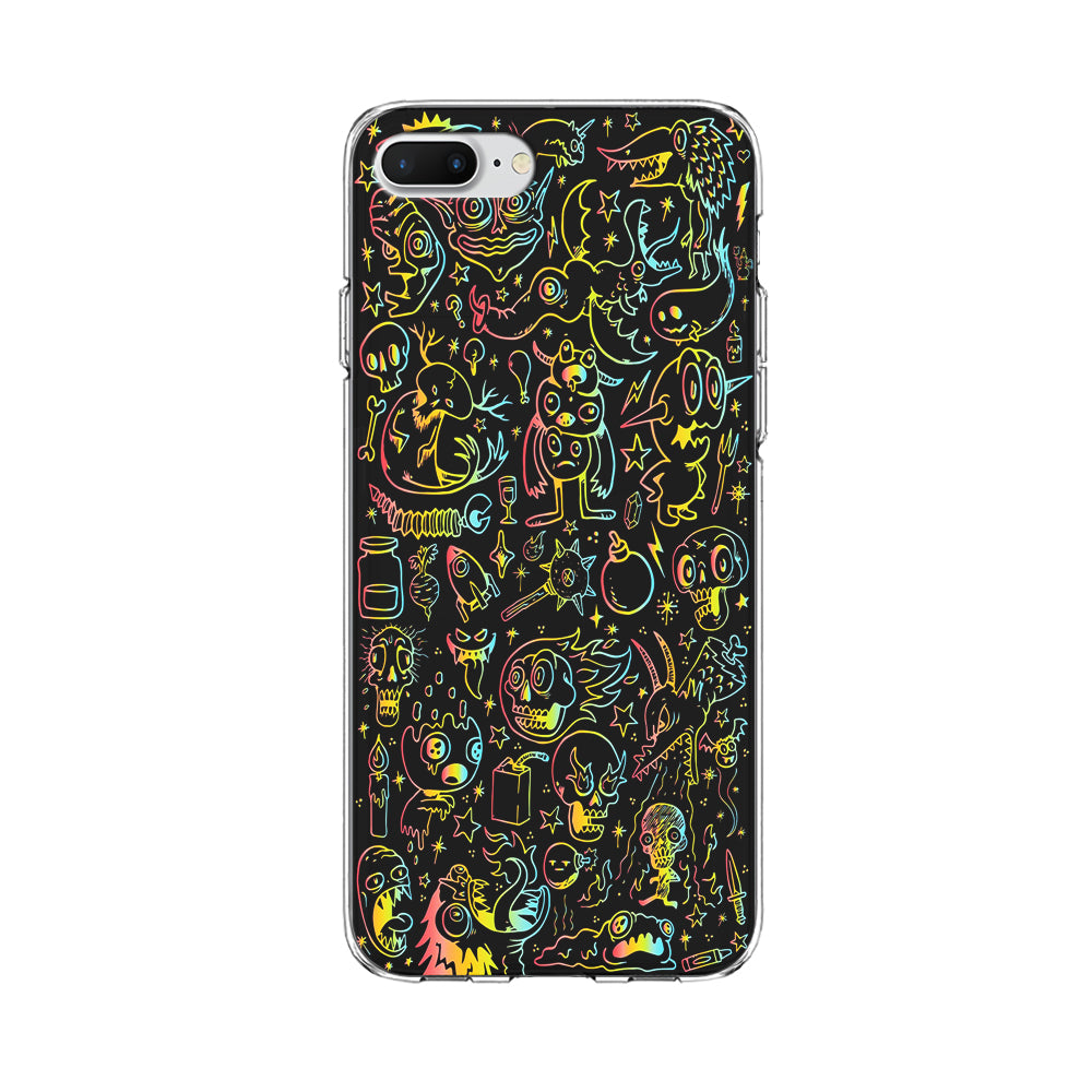 Doodle Monsters Black iPhone 8 Plus Case-Phone Case-Clear Soft Case-Altracase