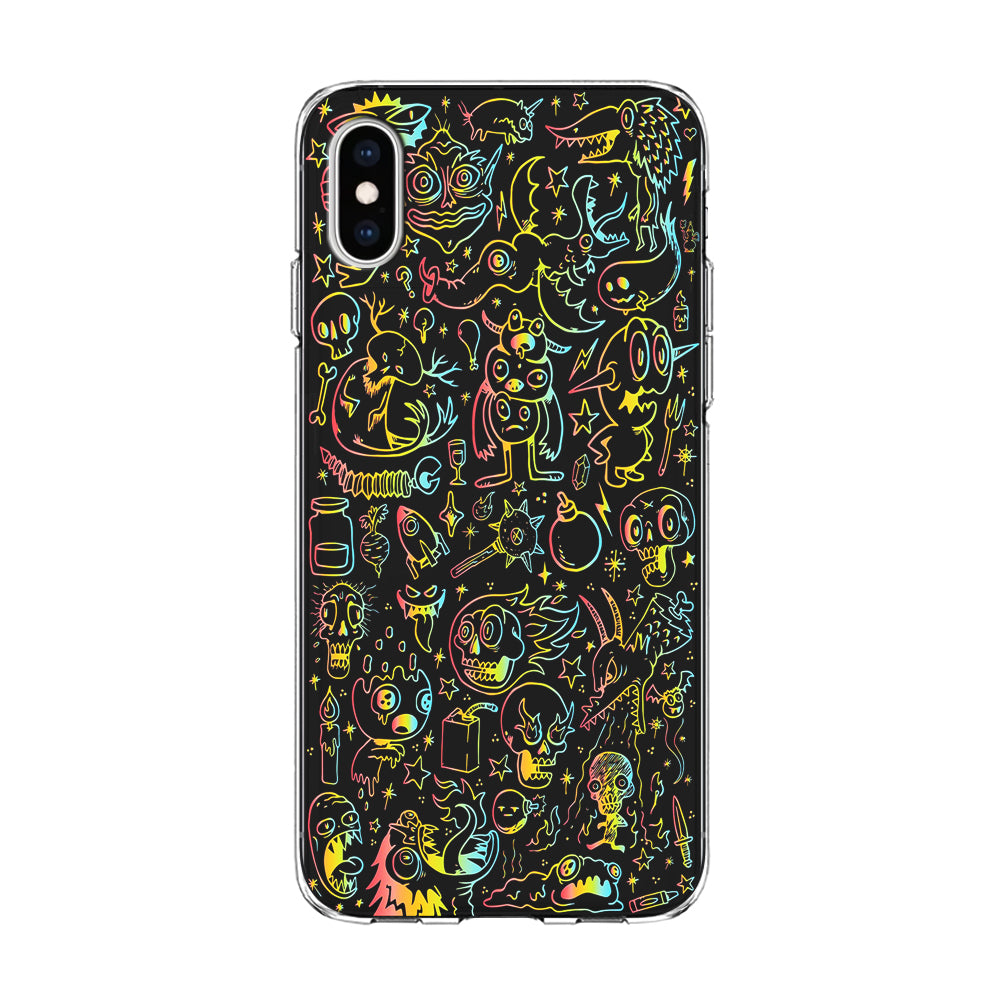 Doodle Monsters Black iPhone Xs Case-Phone Case-Clear Soft Case-Altracase