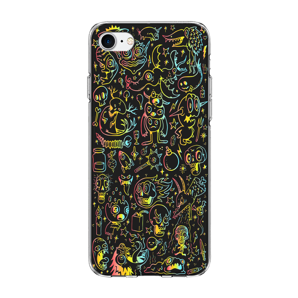 Doodle Monsters Black iPhone SE 2020 Case-Phone Case-Clear Soft Case-Altracase