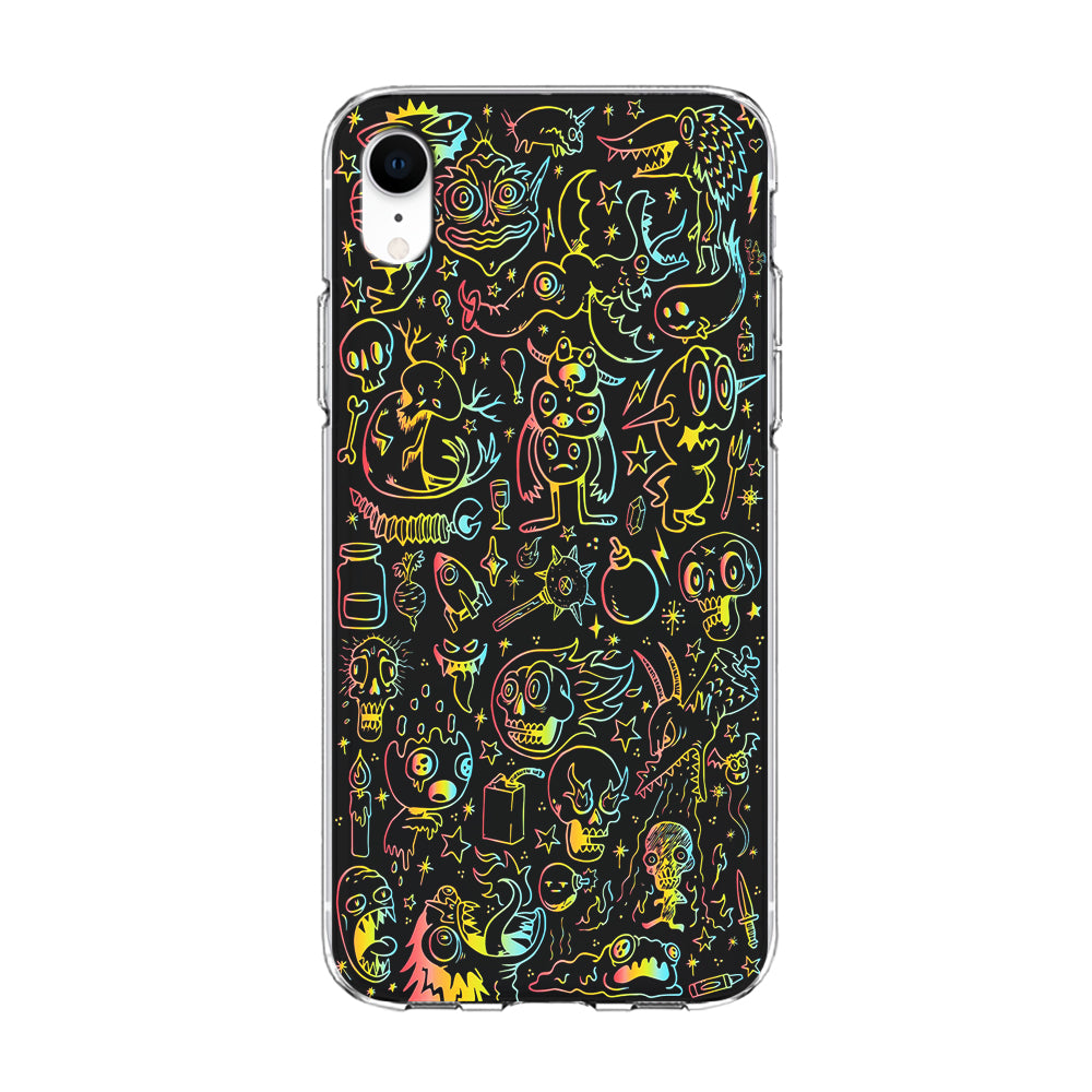 Doodle Monsters Black iPhone XR Case-Phone Case-Clear Soft Case-Altracase