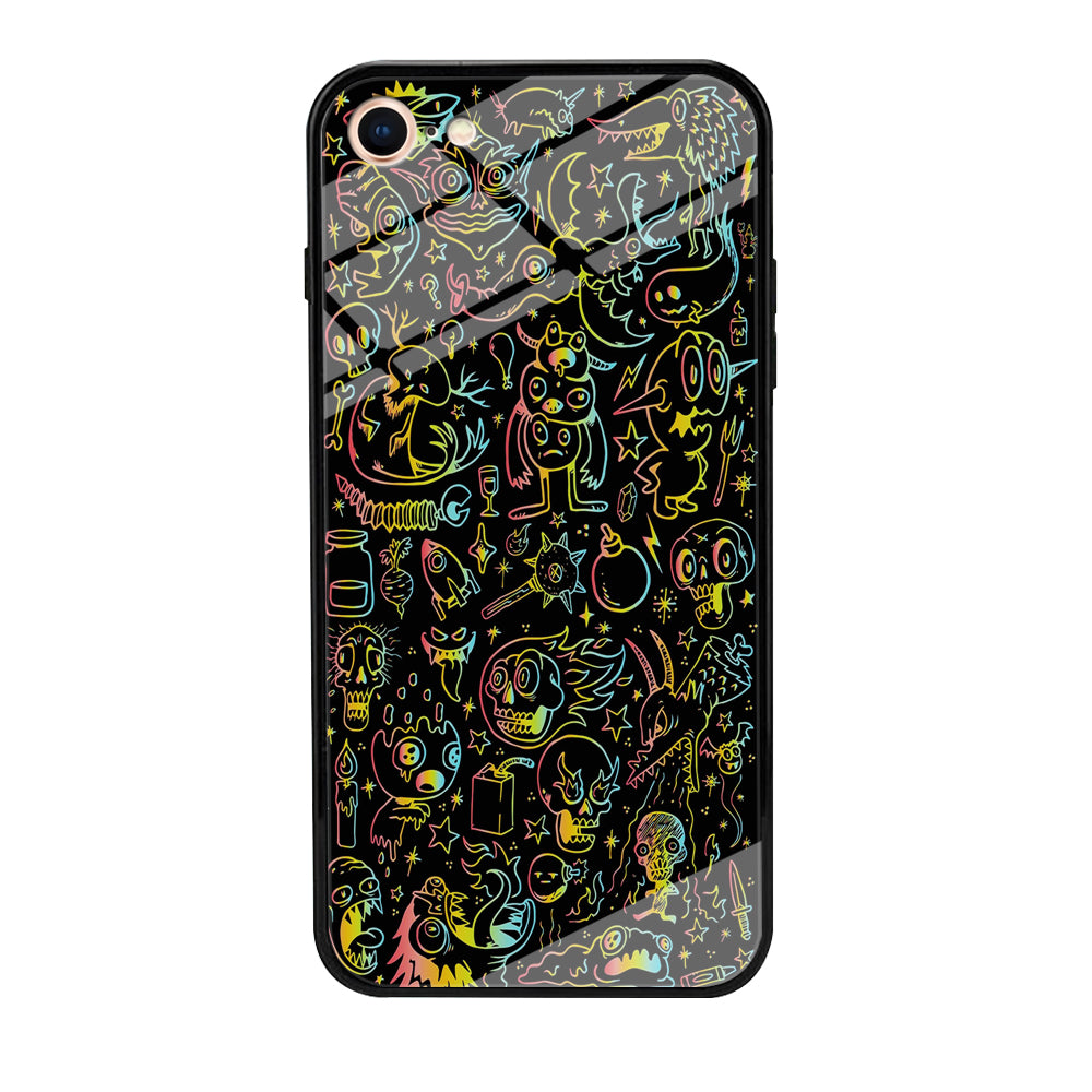 Doodle Monsters Black iPhone 7 Case-Phone Case-Tempered Glass Case-Altracase