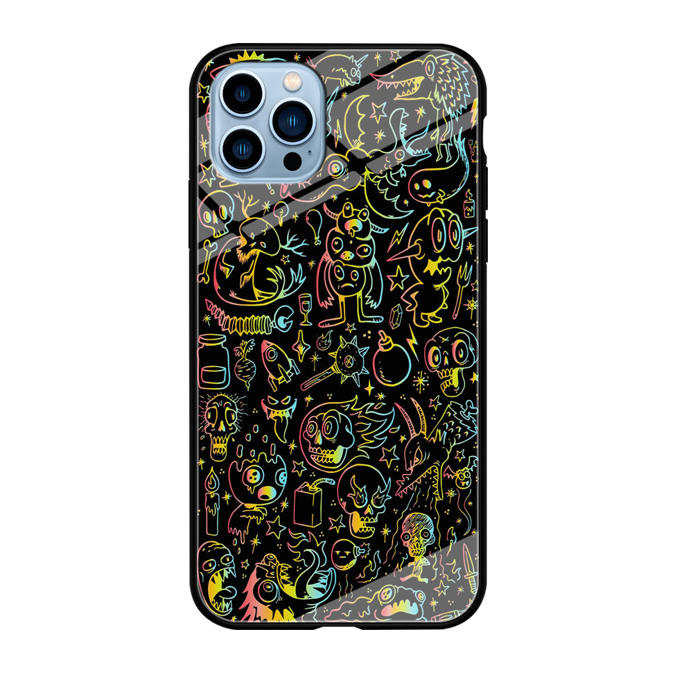 Doodle Monsters Black iPhone 12 Pro Max Case-Phone Case-Tempered Glass Case-Altracase
