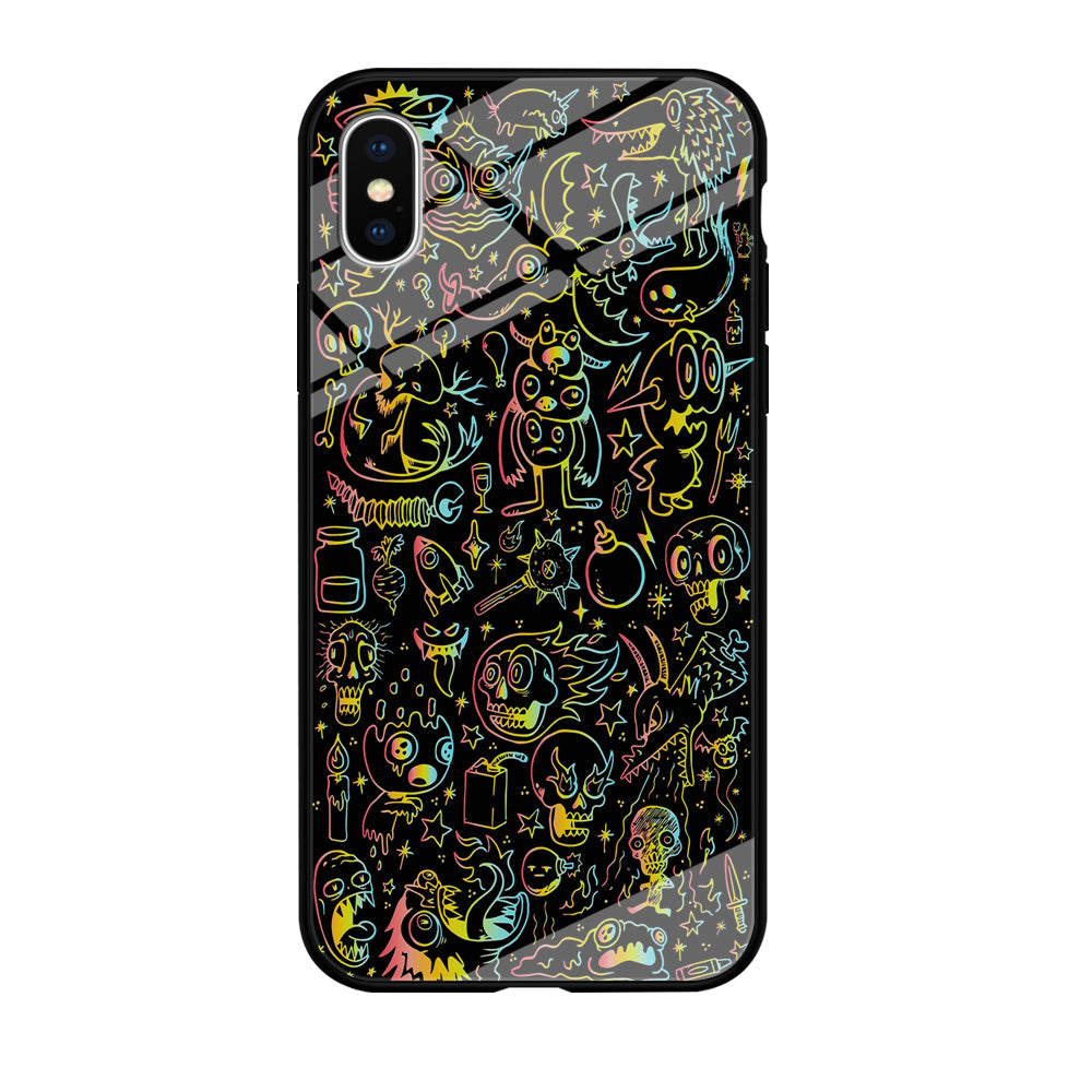Doodle Monsters Black iPhone Xs Case-Phone Case-Tempered Glass Case-Altracase