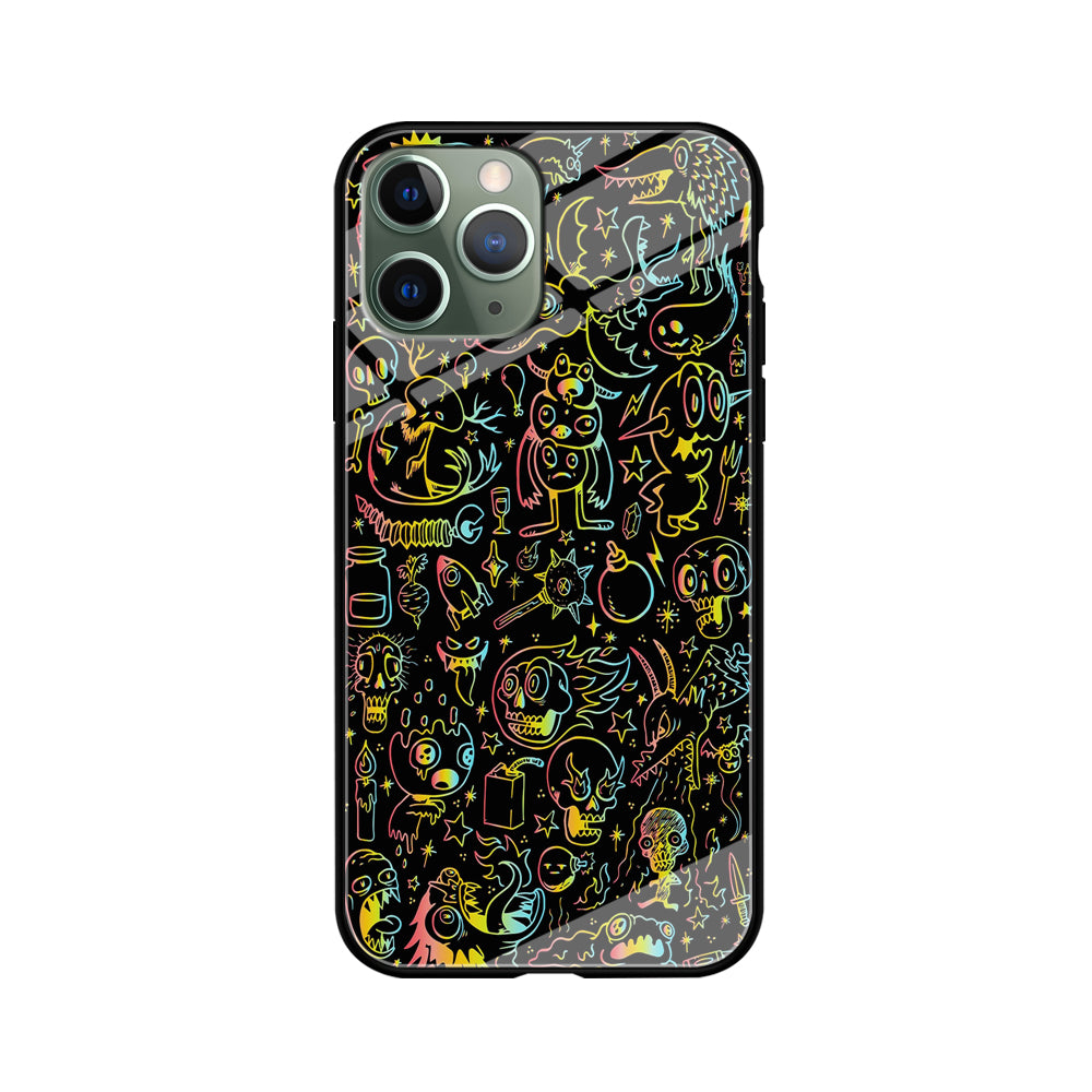 Doodle Monsters Black iPhone 11 Pro Case-Phone Case-Tempered Glass Case-Altracase