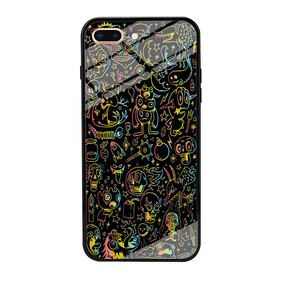 Doodle Monsters Black iPhone 8 Plus Case-Phone Case-Tempered Glass Case-Altracase