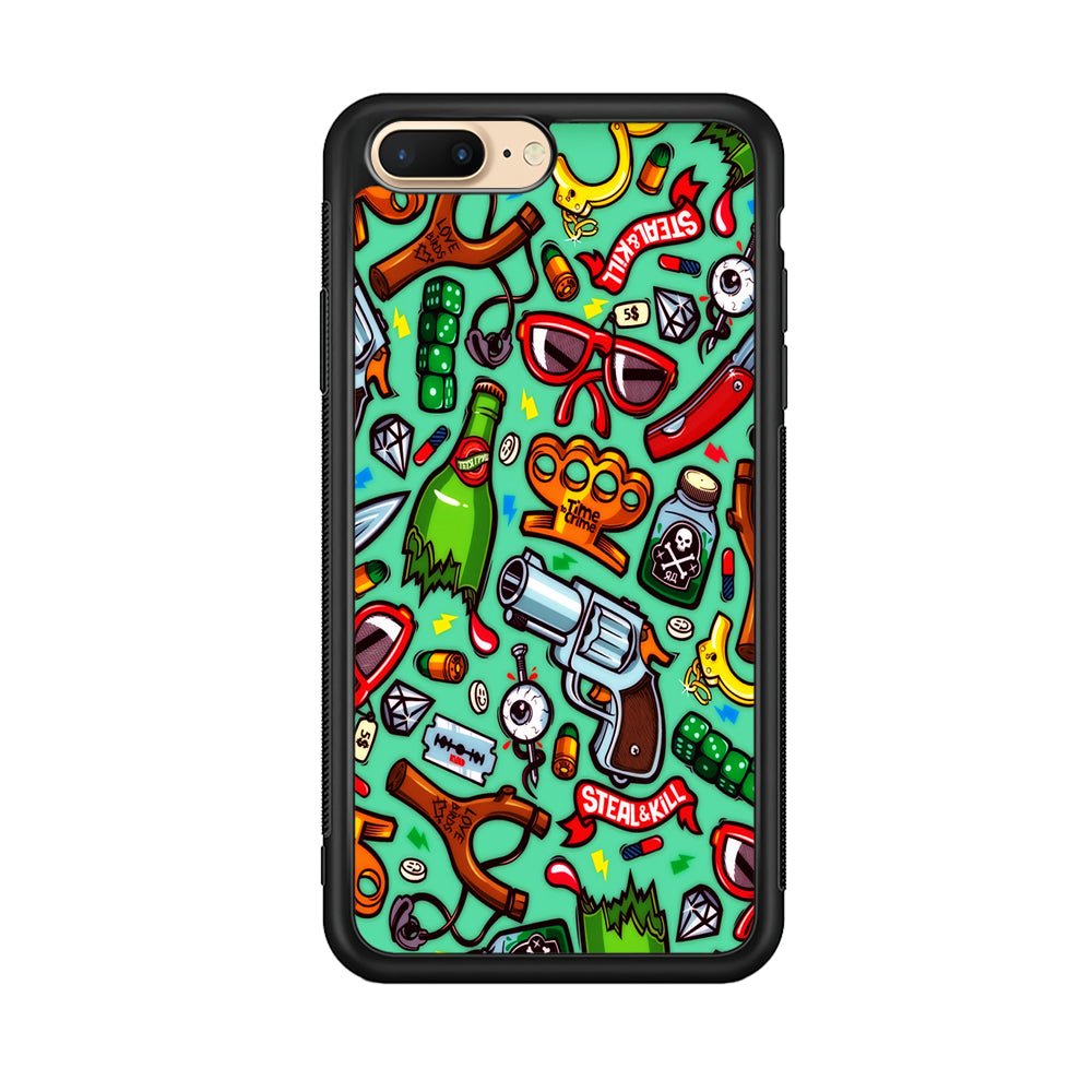 Doodle Sticker Bomb iPhone 8 Plus Case-Phone Case-Rubber Black (2D Case)-Altracase