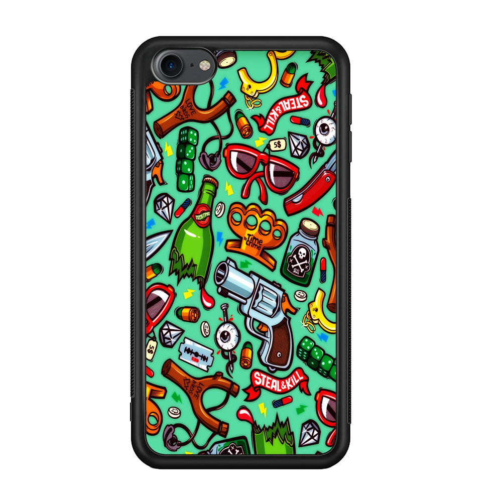 Doodle Sticker Bomb iPod Touch 6 Case-Phone Case-Rubber Black (2D Case)-Altracase