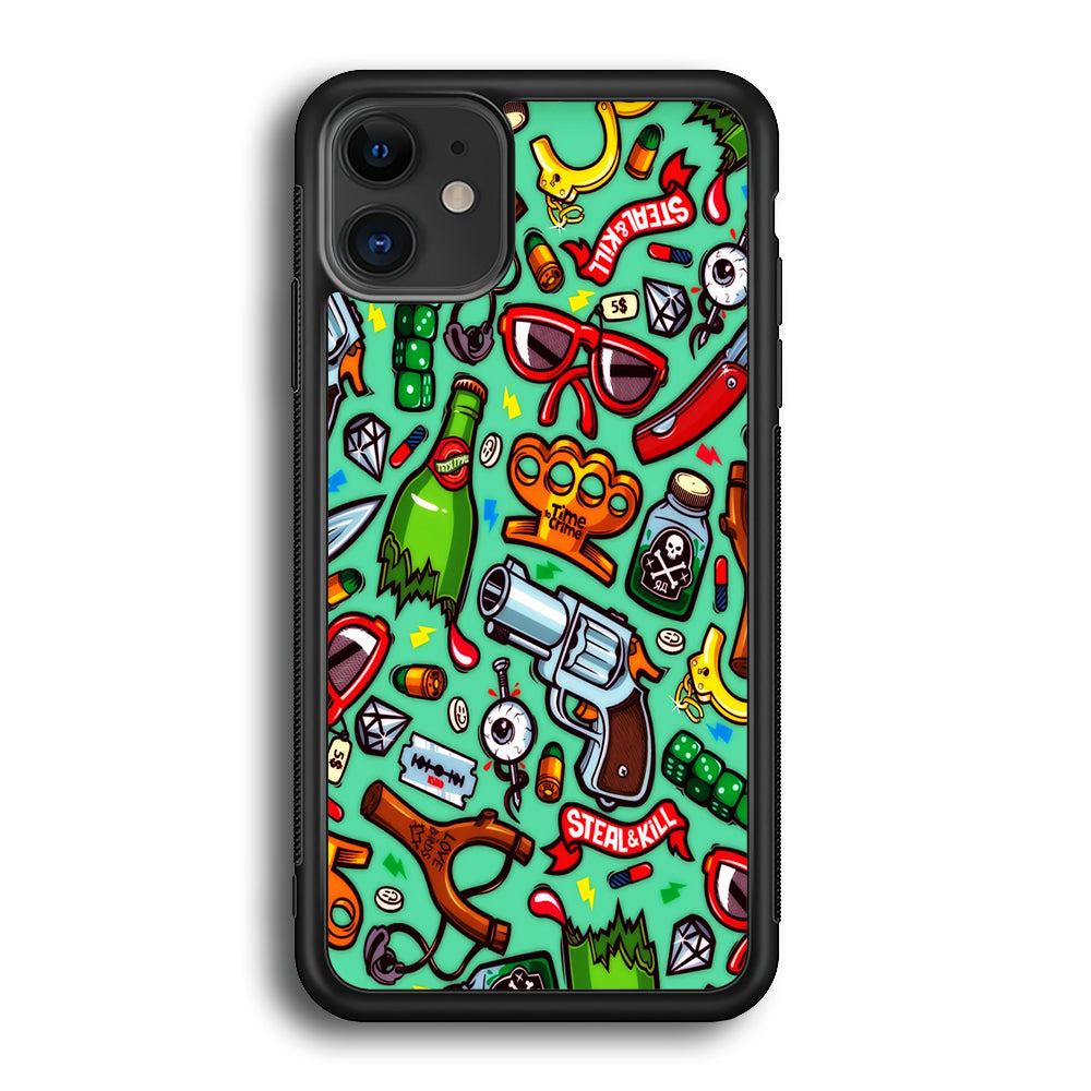 Doodle Sticker Bomb iPhone 12 Case-Phone Case-Rubber Black (2D Case)-Altracase