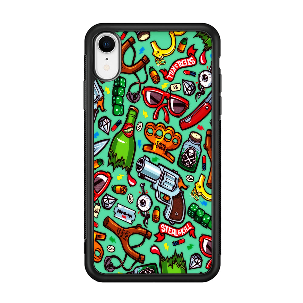 Doodle Sticker Bomb iPhone XR Case-Phone Case-Rubber Black (2D Case)-Altracase