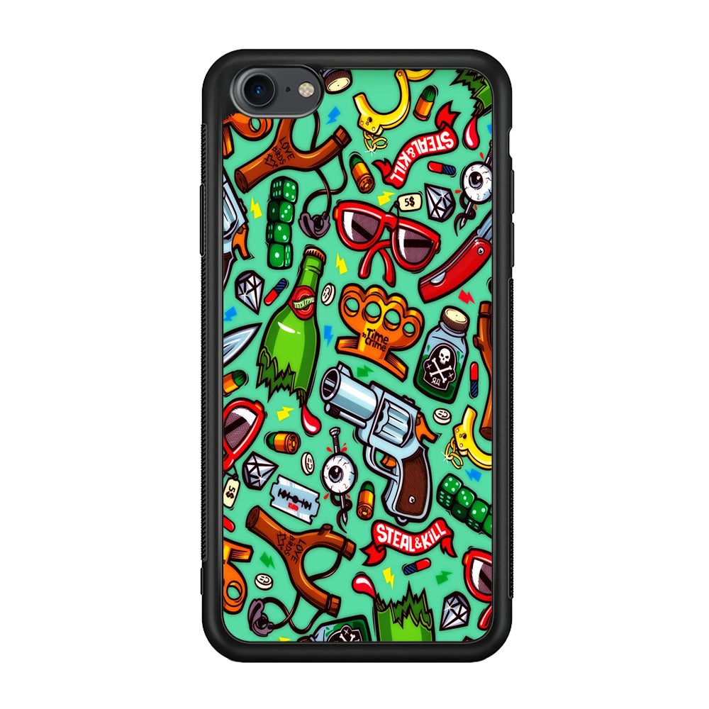 Doodle Sticker Bomb iPhone 7 Case-Phone Case-Rubber Black (2D Case)-Altracase