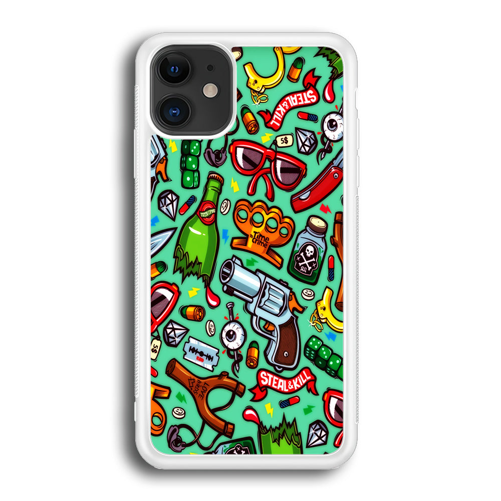 Doodle Sticker Bomb iPhone 12 Case-Phone Case-Rubber White (2D Case)-Altracase