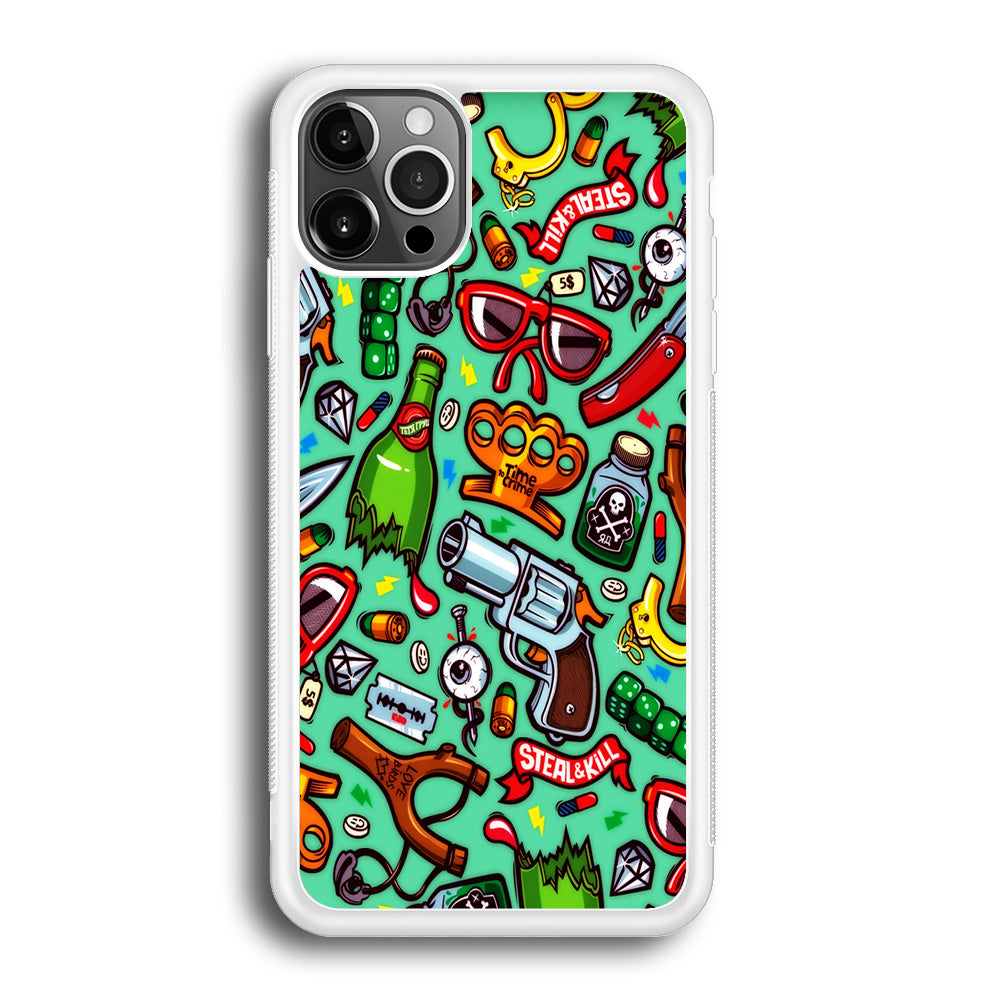 Doodle Sticker Bomb iPhone 12 Pro Max Case-Phone Case-Rubber White (2D Case)-Altracase