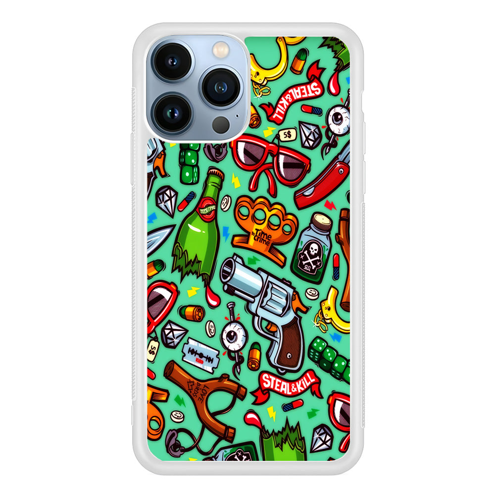 Doodle Sticker Bomb iPhone 15 Pro Case-Phone Case-Rubber White (2D Case)-Altracase