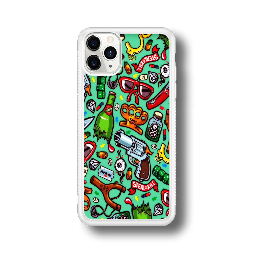 Doodle Sticker Bomb iPhone 11 Pro Case-Phone Case-Rubber White (2D Case)-Altracase