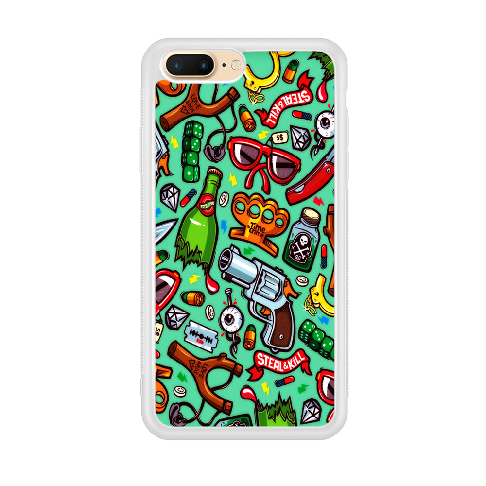 Doodle Sticker Bomb iPhone 8 Plus Case-Phone Case-Rubber White (2D Case)-Altracase