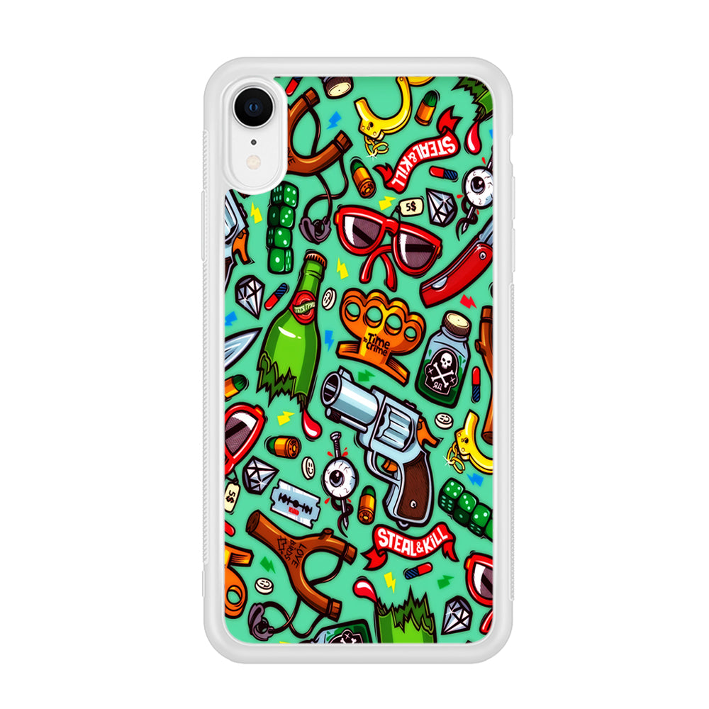 Doodle Sticker Bomb iPhone XR Case-Phone Case-Rubber White (2D Case)-Altracase