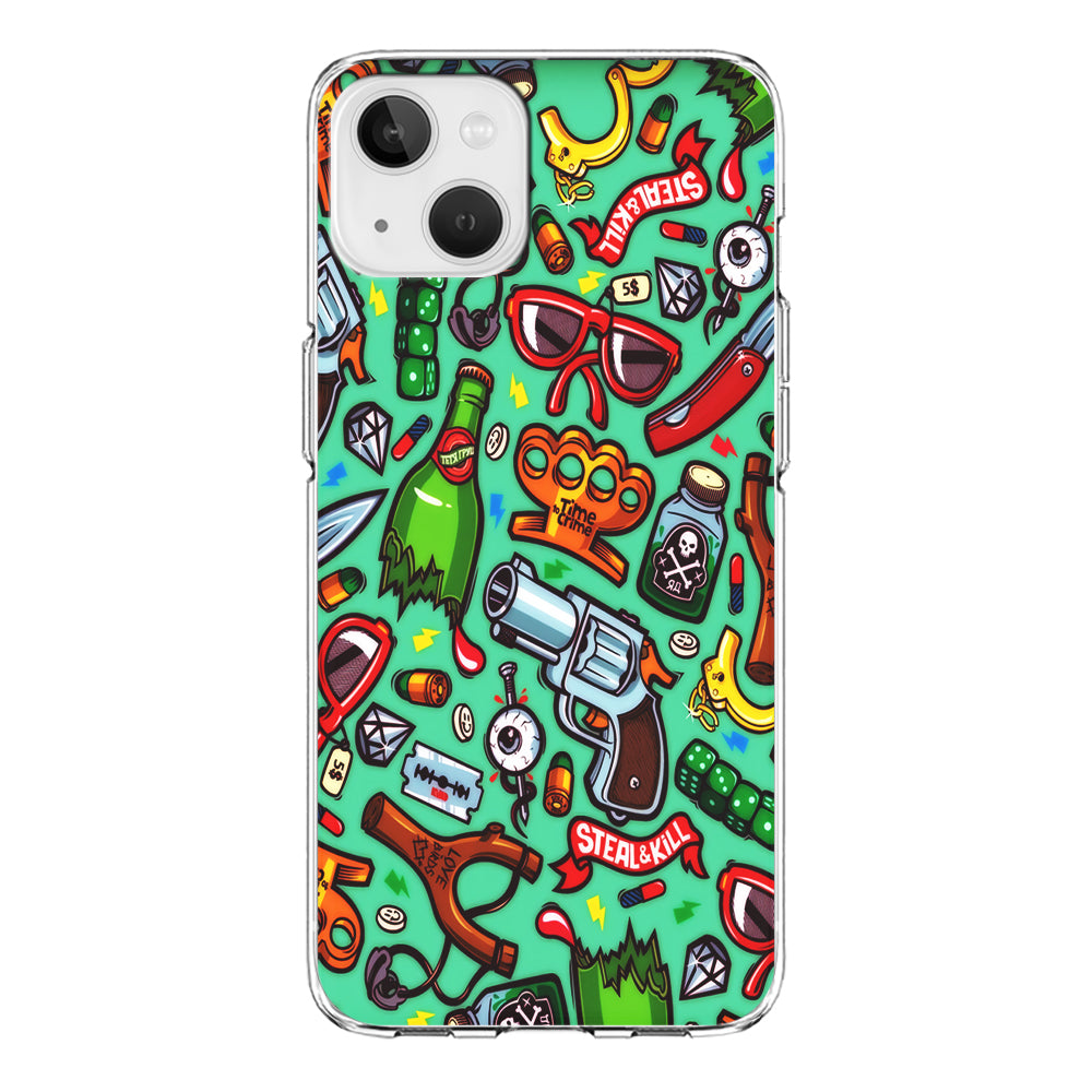 Doodle Sticker Bomb iPhone 13 Mini Case-Phone Case-Clear Soft Case-Altracase