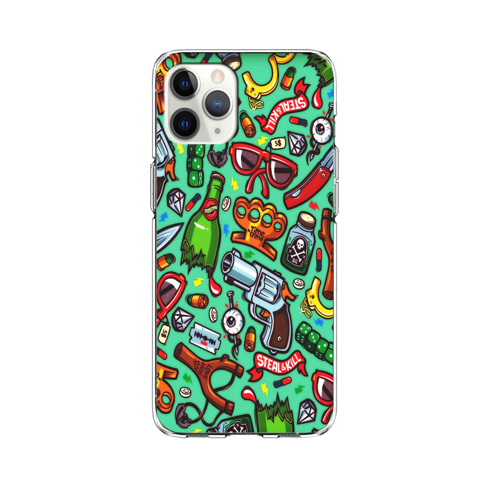 Doodle Sticker Bomb iPhone 11 Pro Case-Phone Case-Clear Soft Case-Altracase