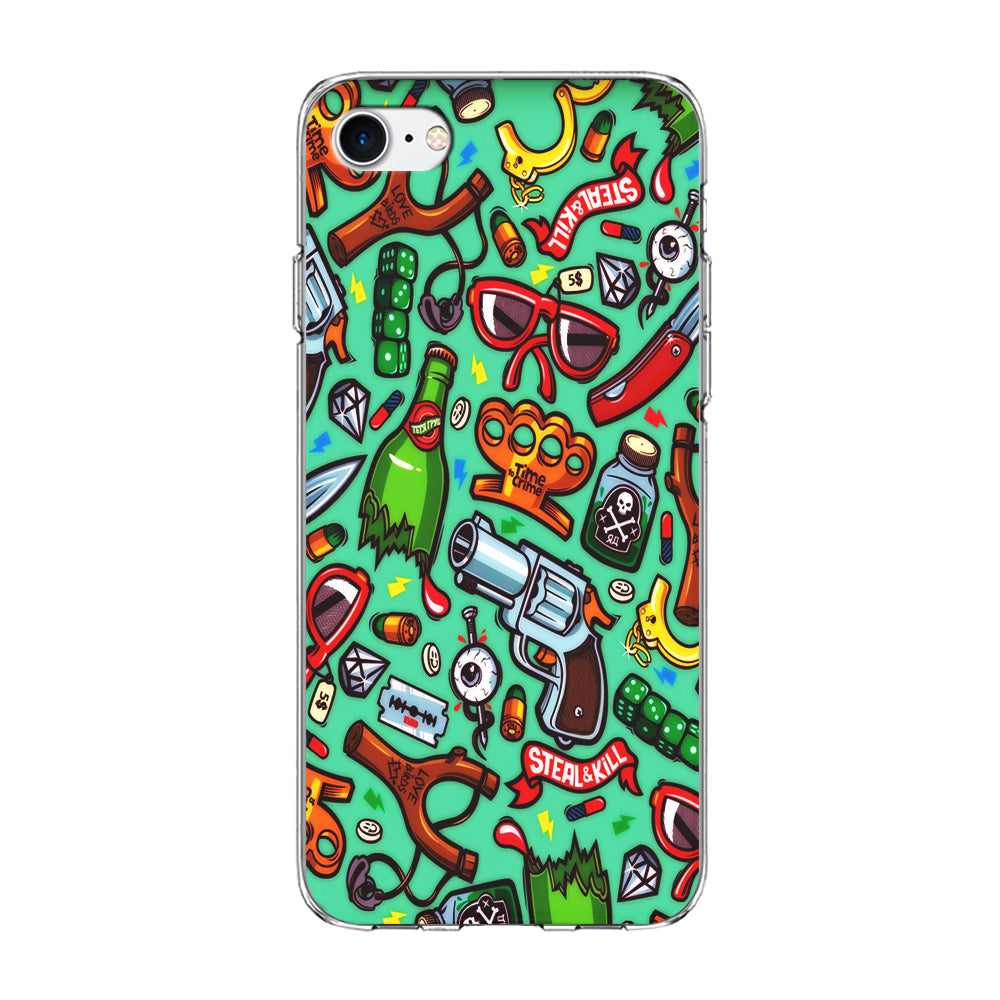 Doodle Sticker Bomb iPhone 7 Case-Phone Case-Clear Soft Case-Altracase