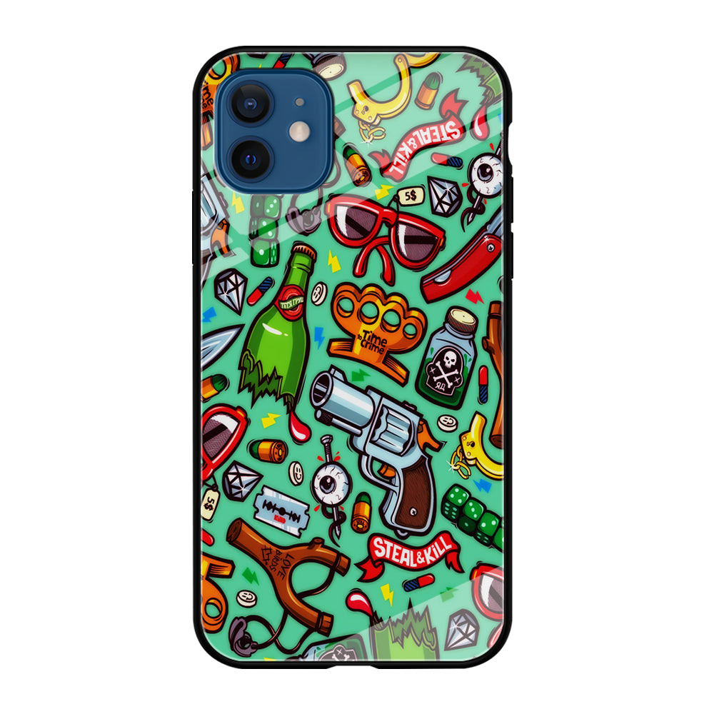 Doodle Sticker Bomb iPhone 12 Case-Phone Case-Tempered Glass Case-Altracase