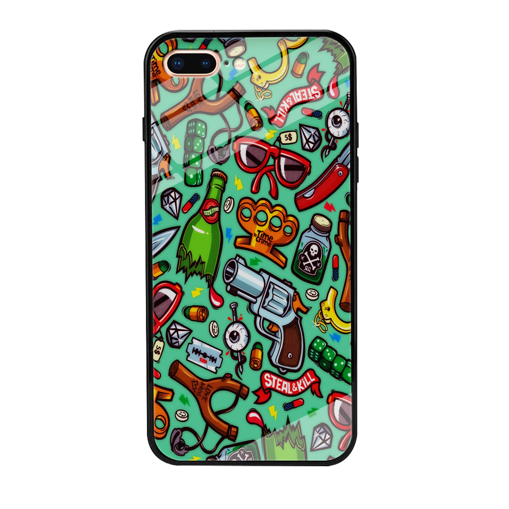 Doodle Sticker Bomb iPhone 8 Plus Case-Phone Case-Tempered Glass Case-Altracase
