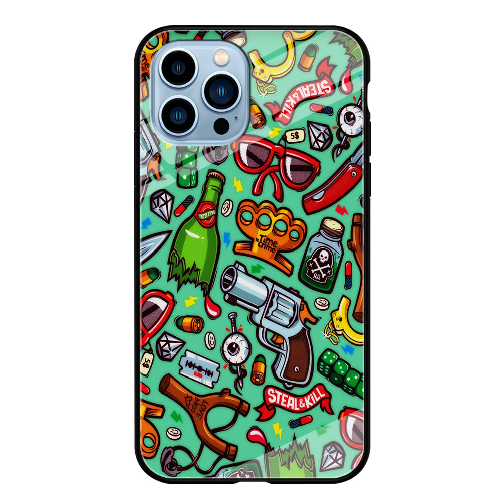 Doodle Sticker Bomb iPhone 15 Pro Max Case-Phone Case-Tempered Glass Case-Altracase