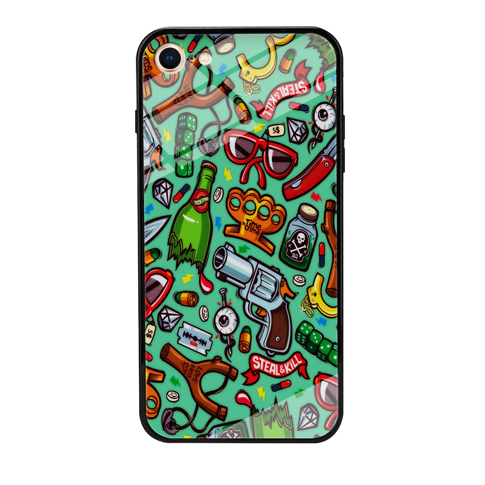 Doodle Sticker Bomb iPhone 7 Case-Phone Case-Tempered Glass Case-Altracase