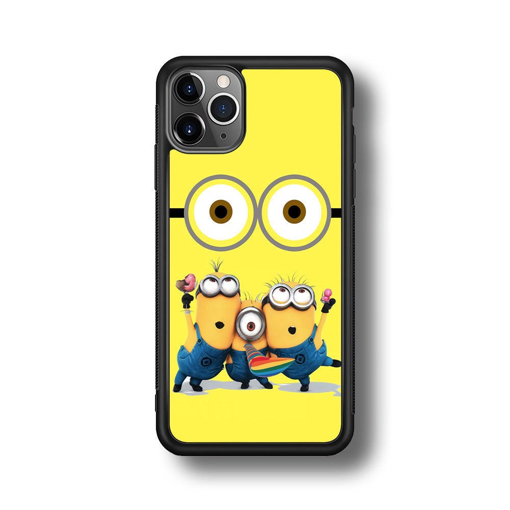 Eyes and Three Minions iPhone 11 Pro Case-Phone Case-Rubber Black (2D Case)-Altracase