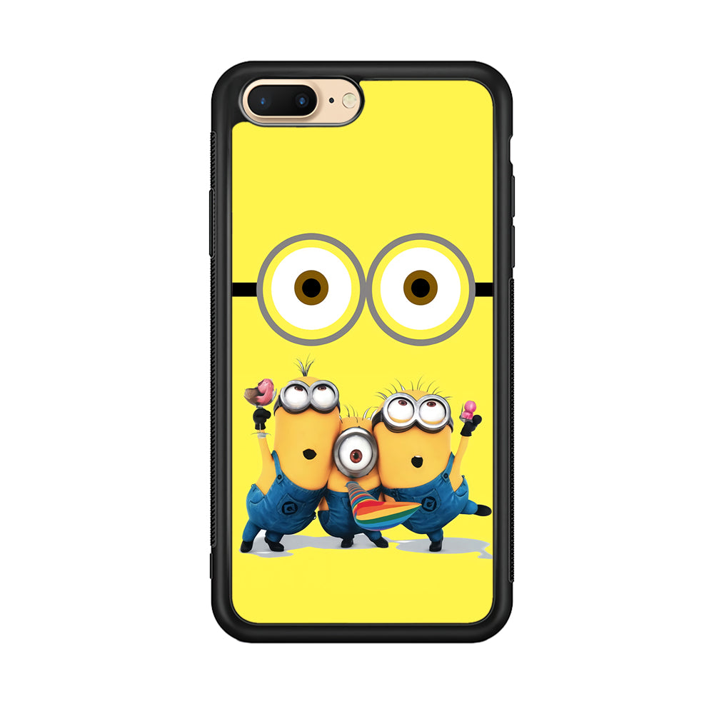 Eyes and Three Minions iPhone 7 Plus Case-Phone Case-Rubber Black (2D Case)-Altracase