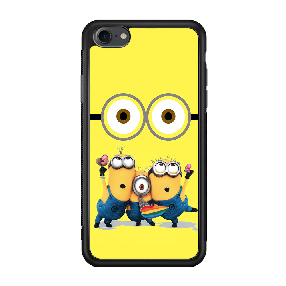 Eyes and Three Minions iPhone 7 Case-Phone Case-Rubber Black (2D Case)-Altracase