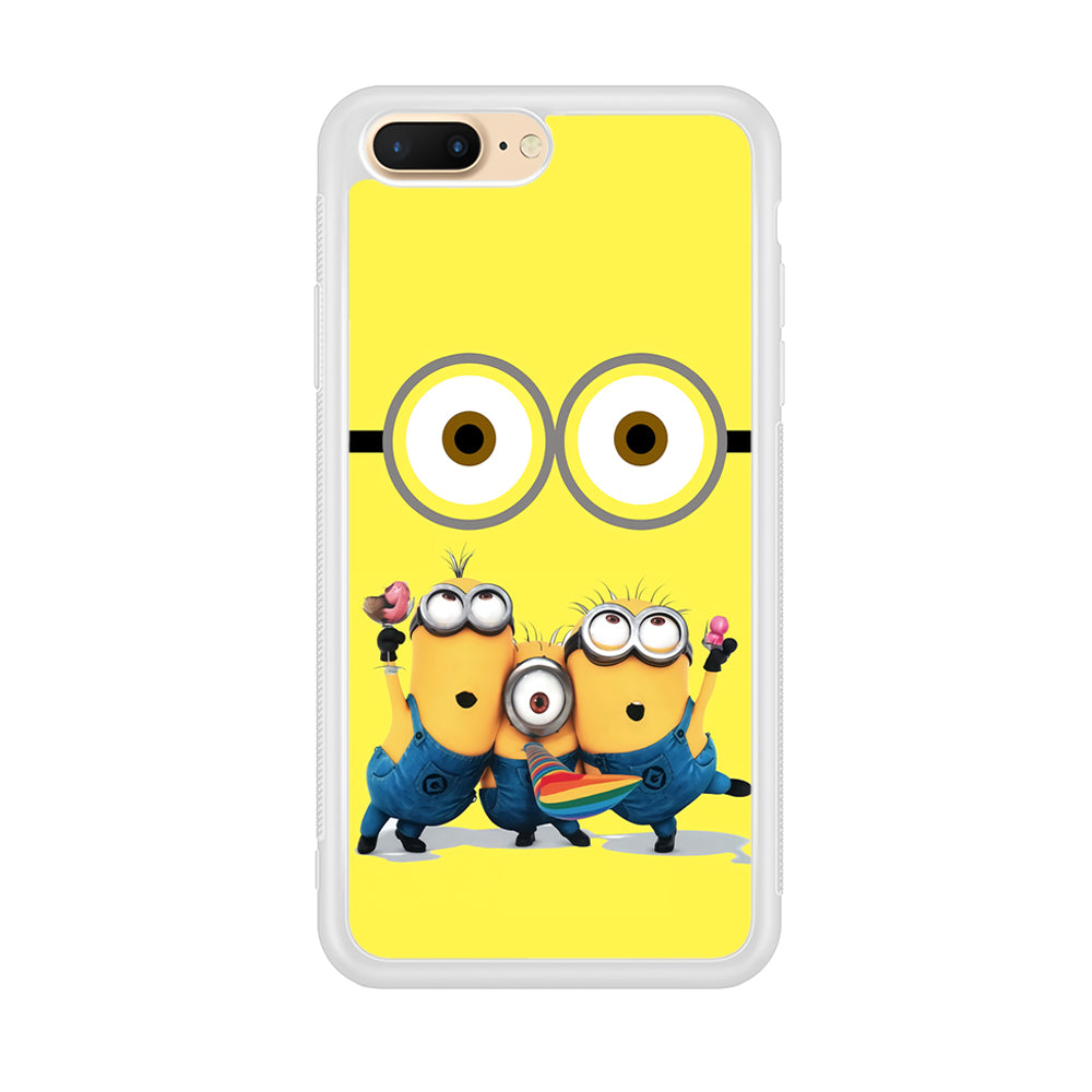 Eyes and Three Minions iPhone 7 Plus Case-Phone Case-Rubber White (2D Case)-Altracase