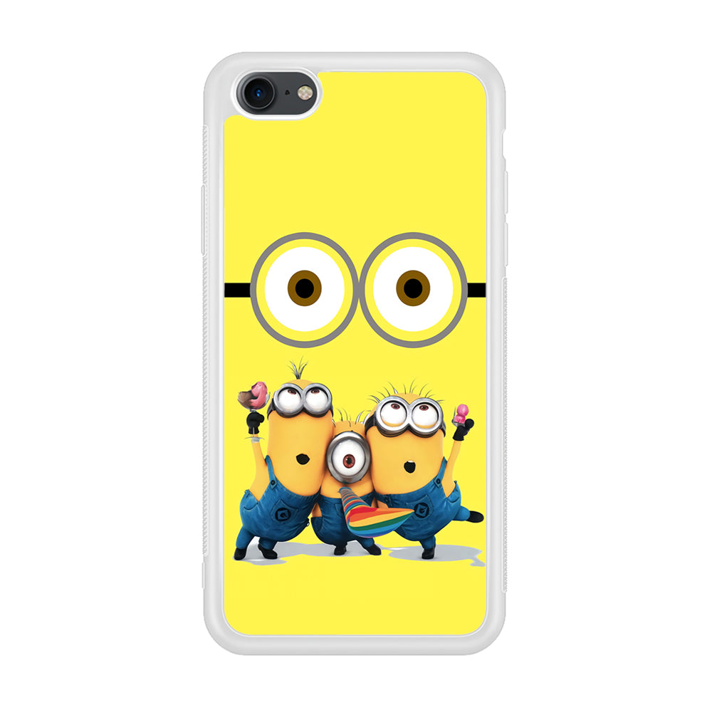 Eyes and Three Minions iPhone 7 Case-Phone Case-Rubber White (2D Case)-Altracase